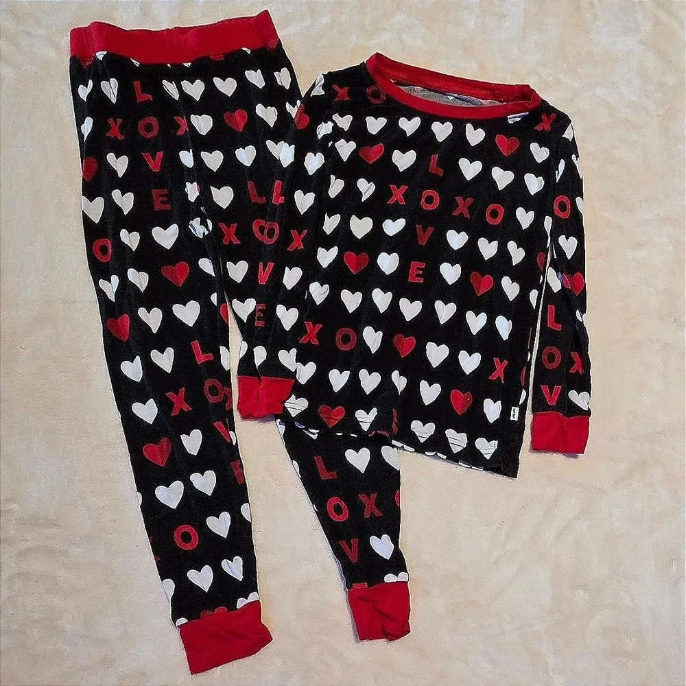 Little Sleepies XOXO Monochrome 4T Toddler Bamboo Pajama Set Unisex